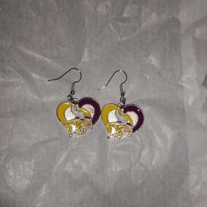 Minnesota Vikings Earrings - Heart charm earrings Vikings
